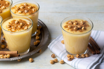 Boza or Bosa, traditional Turkish drink with roasted chickpea