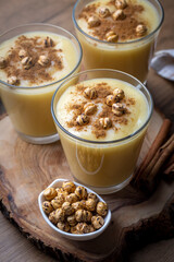 Boza or Bosa, traditional Turkish drink with roasted chickpea