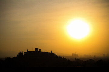 sunset over the city