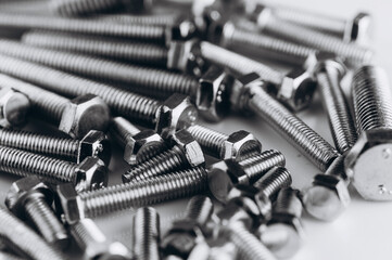 Many bolts on a white background