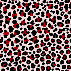 Leopard seamless repeat pattern. Random placed, vector animal skin stains all over surface print.