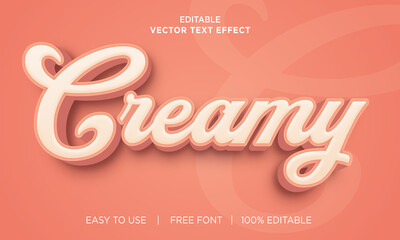Creamy 3d editable text effect Premium Vector