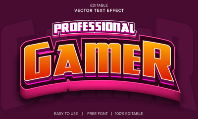 gamer 3d editable text effect Premium Vector