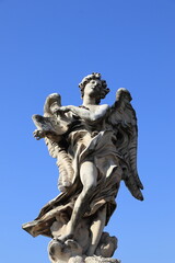 Ponte Sant'Angelo Bridge Angel with the Superscription Statue in Rome, Italy
