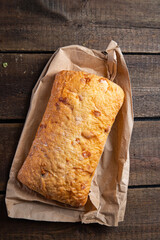 ciabatta fresh bread ready to eat meal snack on the table copy space food background rustic 