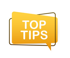 Megaphone banner with text Top tips. Vector illustration