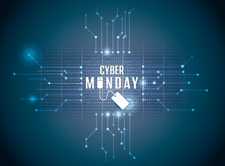 cyber monday sale icon with circuit board illustration