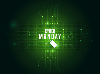 cyber monday sale icon with circuit board illustration