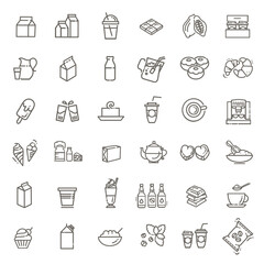 Food and drink thin vector icon set