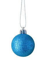 Blue Christmas ball isolated on white background