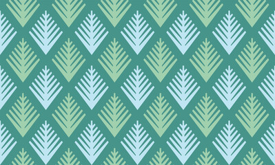 Seamless vector Christmas background with Christmas tree. Scandinavian pastel color fun kids backdrop for postcard, poster, greeting card, wrapping paper. Merry Christmas! Endless baby illustration.