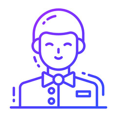 waiter icon, single avatar vector illustration