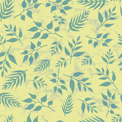 Fototapeta premium Leaves silhouette vintage vector card seamless