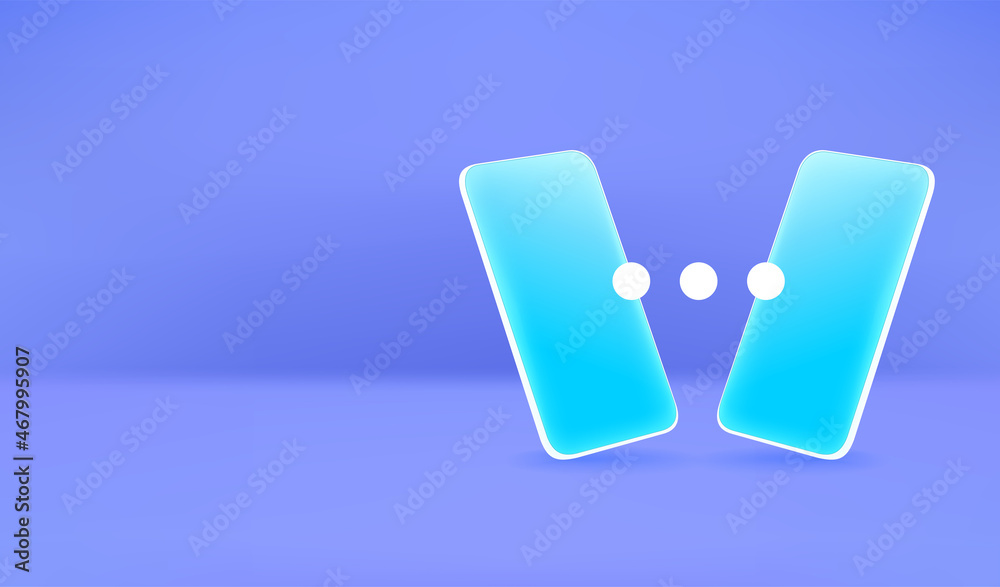 Poster Connecting via modern smartphones. Horizontal banner with copy space