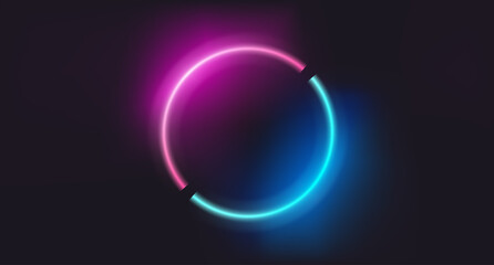Neon glowing circle elements on dark background