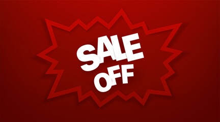 Sale off banner. Cute cartoon 3d style vector illustration