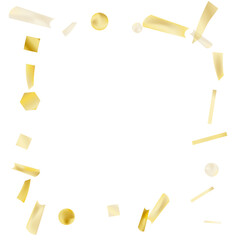 Gold confetti. Vivid blur effect. Festive foil. Great design for any purpose. Holiday, birthday. Gold glitter. Light glare..