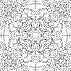 Vector coloring. Geometric floral pattern. Contour drawing on a white background.