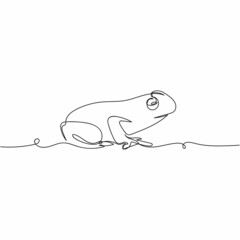 Vector continuous one single line drawing icon of frog in silhouette on a white background. Linear stylized.