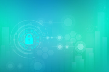 Obraz premium 2d illustration lock security with futuristic background