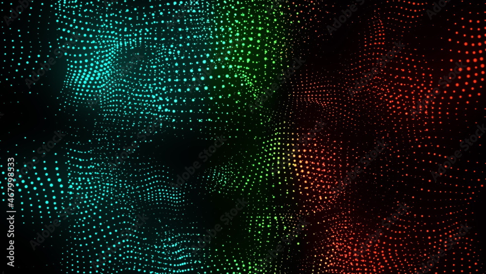 Poster computer generated spiral organic form from flow particles. 3d rendering of gaseous excellent backgr
