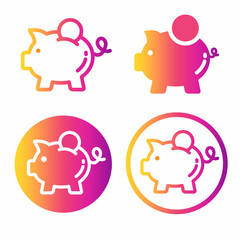 Piggy bank in four different variants.