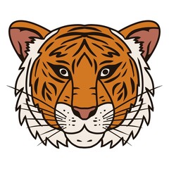 Tiger head. Color illustration isolated on white background. Hand drawn design element for Chinese New Year 2022. Year of the tiger.