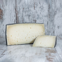 cheese on wooden board