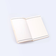 Open book with white sheets isolated on a white background