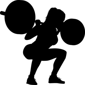 Vector silhouette of a fitness girl lifting weights