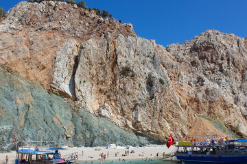 Antalya, Turkey - The yacht tour to Turkey Maldives at famous blue sea at Suluada