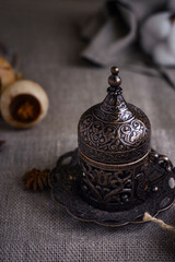 turkish coffee in turkey with cinnamon