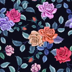Möbelaufkleber Elegant colorful seamless pattern with botanical floral design illustration. © floralpro