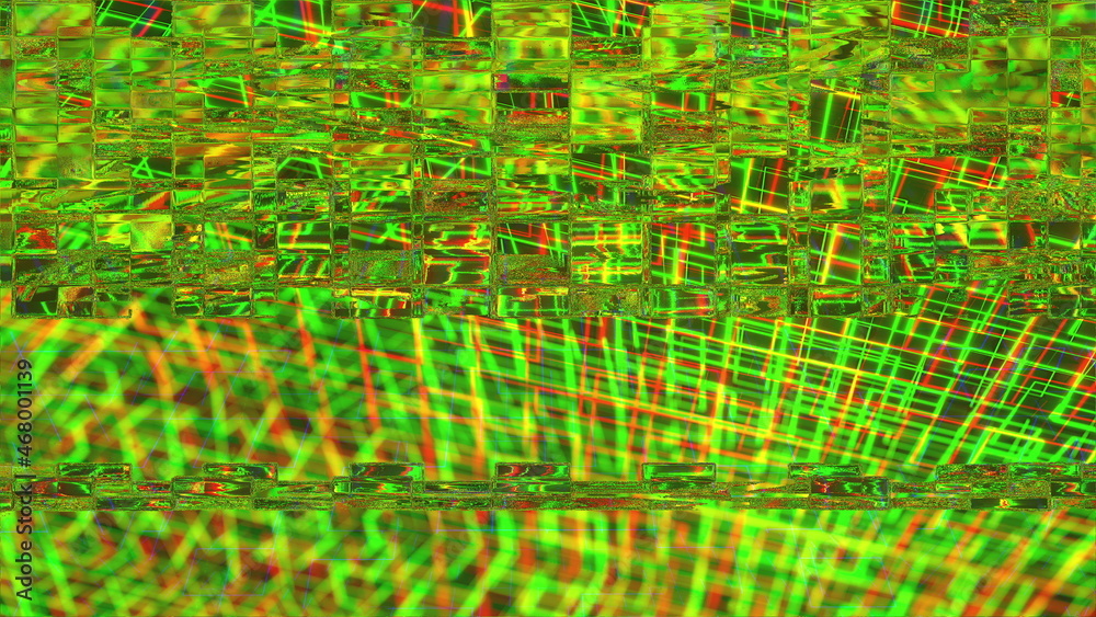 Poster glitch, pixel noise on the screen, computer generated. bad signal. video damage. 3d rendering a digi