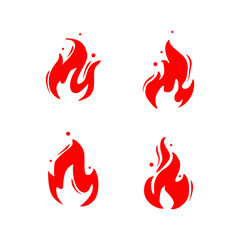 Set of red fire design vector collection 02