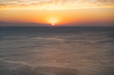 Fototapeta na wymiar Sunrise on Anthony Quinn Bay, Rhodes, Greece