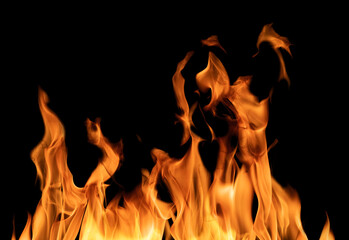 Fototapeta premium yellow flame hot sparks isolated on black