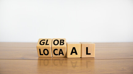 Local or global symbol. Turned wooden cubes and changed the word 'local' to 'global'. Beautiful...