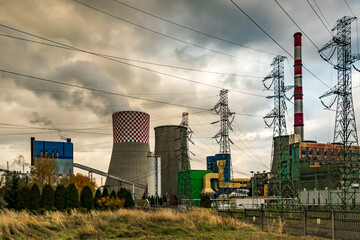 Fototapeta na wymiar industrial coal power plant in Lagisza in Silesia