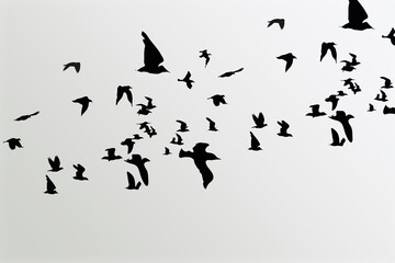 Wild Birds flying in the blue sky.