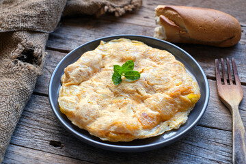 Spanish omelette tapa with potatoes and onion,
