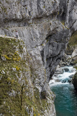 view of the steep cliff and mountain river, nature view