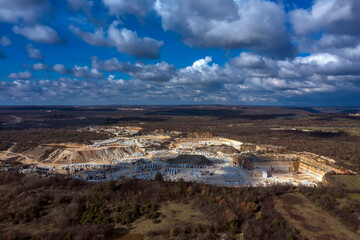An aerial shot of quarry