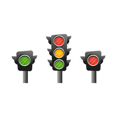Triple and single traffic lights. Vector illustration.