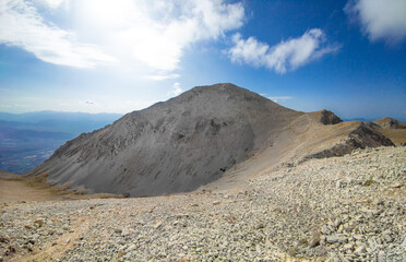 Monte Velino (Italy) - The beautiful landscape summit of Mount Velino, one of the highest peaks of the Apennines with its 2487 meters. In the Sirente-Velino natural park, Abruzzo region.