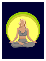 Color drawing of a girl doing yoga with background.