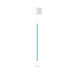 Cotton swab and lid of Covid-19 test, realistic vector illustration isolated.