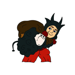 Character of the Nativity Devil .Ukrainian carols.
Christmas and New Year greeting card.