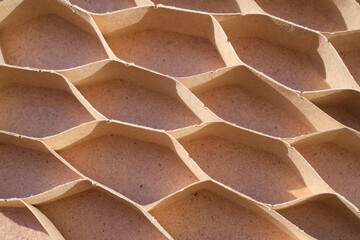 Inside view of a fragile interior cheap door made of fiberboard and chipboard, cells made of...