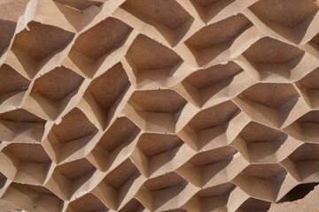 Inside view of a fragile interior cheap door made of fiberboard and chipboard, cells made of fragile cardboard